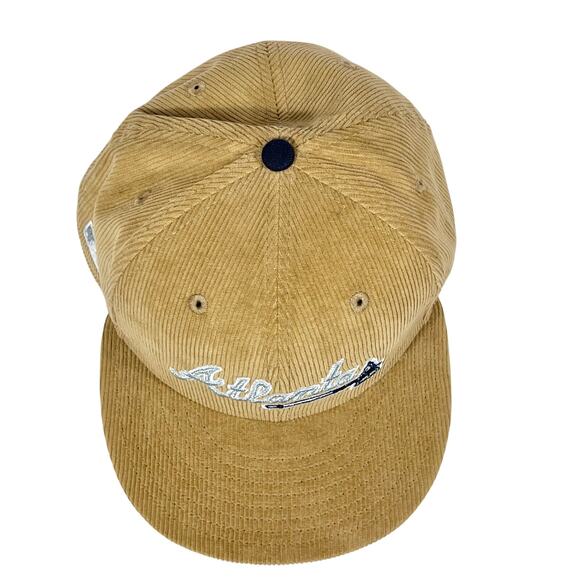 Atlanta Braves Corduroy New Era MLB Fitted Hat 7 3/8 Tan Beige Black New - Picture 4 of 7